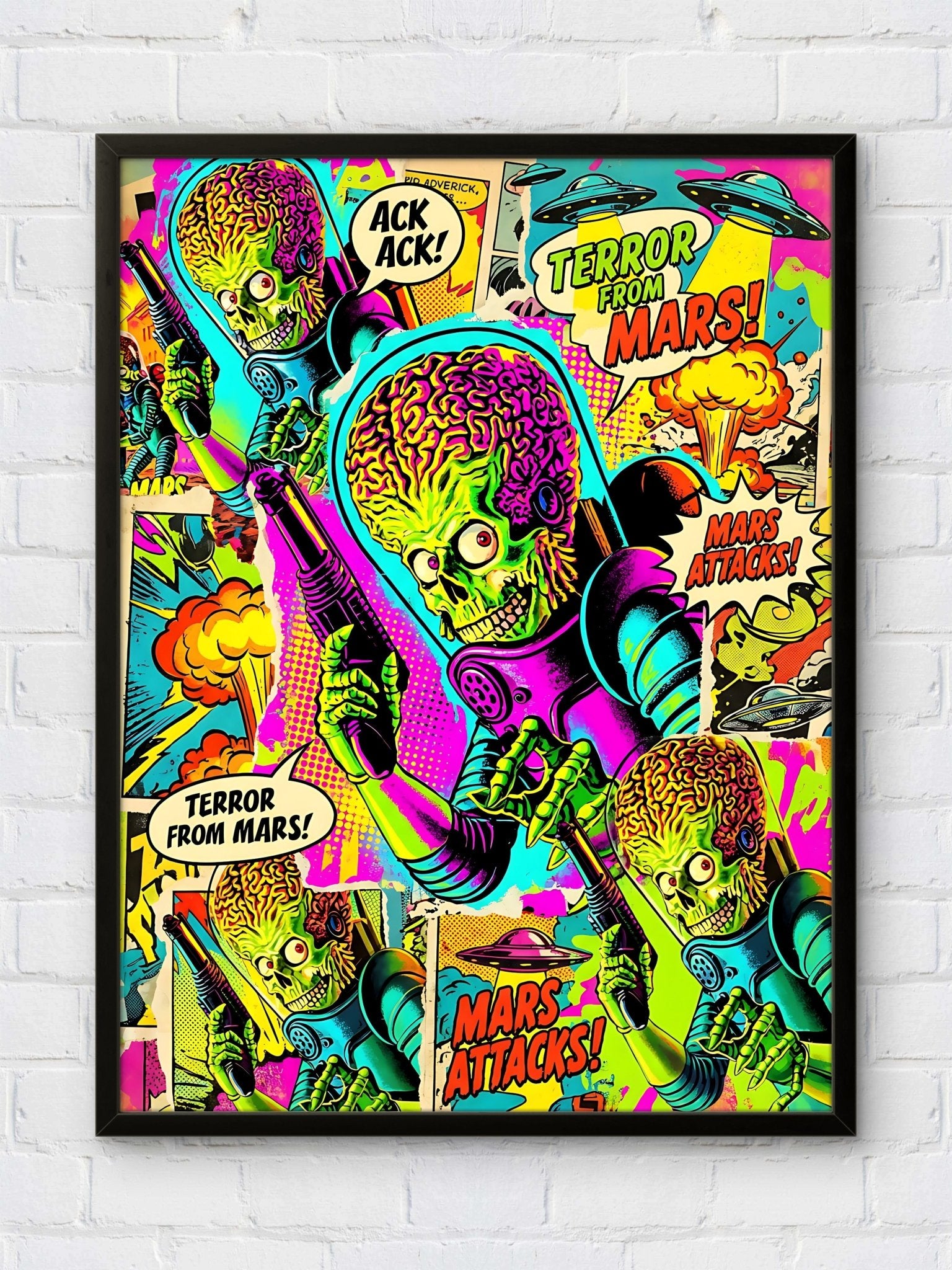 Attack from Mars Kunstdruck von Frenchies Art Caveim Urban Art Stil