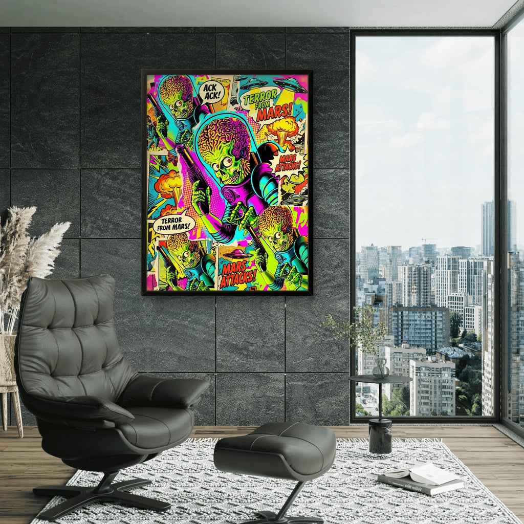 Attack from Mars Kunstdruck von Frenchies Art Caveim Urban Art Stil