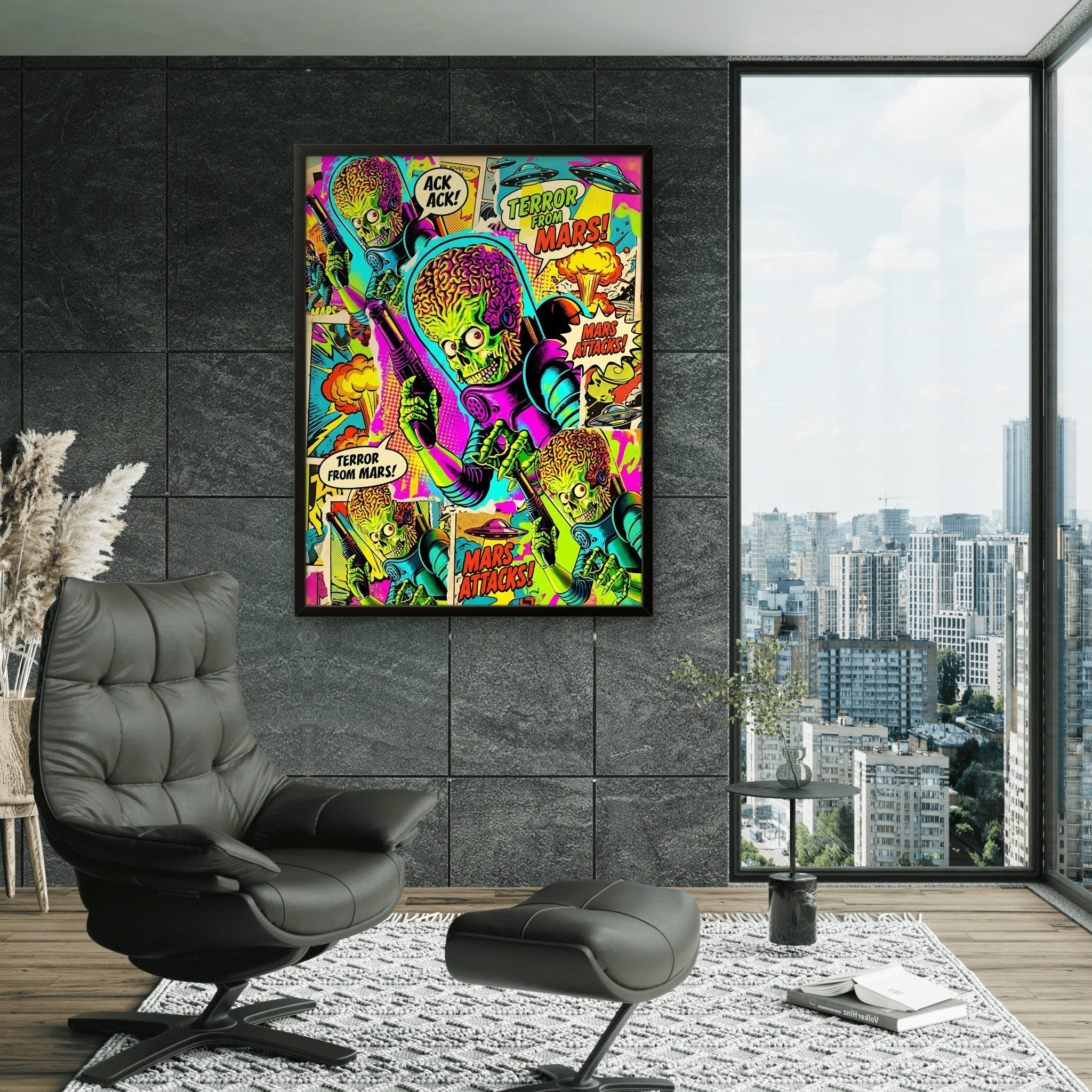 Attack from Mars Kunstdruck von Frenchies Art Caveim Urban Art Stil