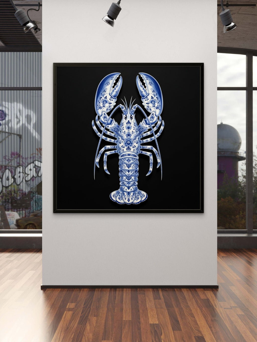Delfter Lobster Kunstdruck von Frenchies Art Caveim Urban Art Stil