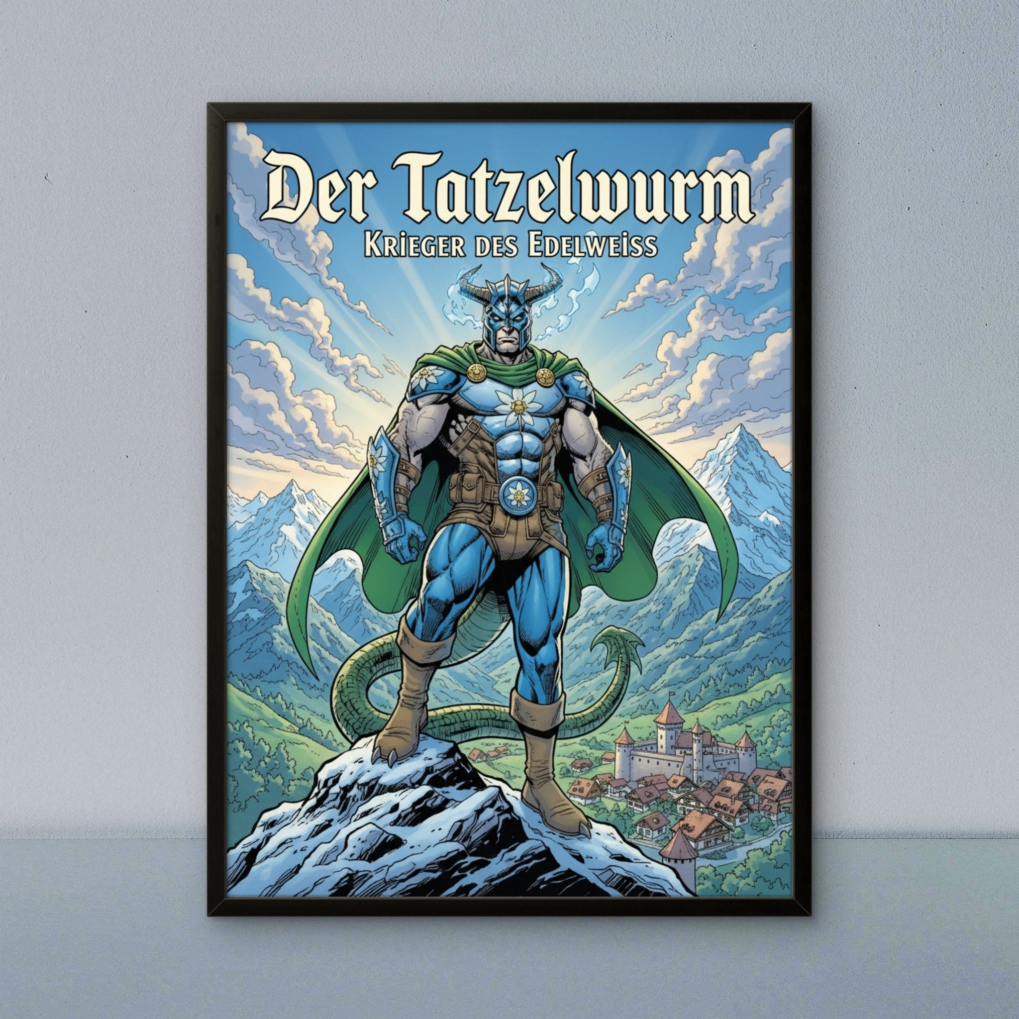 Der Tatzelwurm Kunstdruck von Frenchies Art Caveim Urban Art Stil