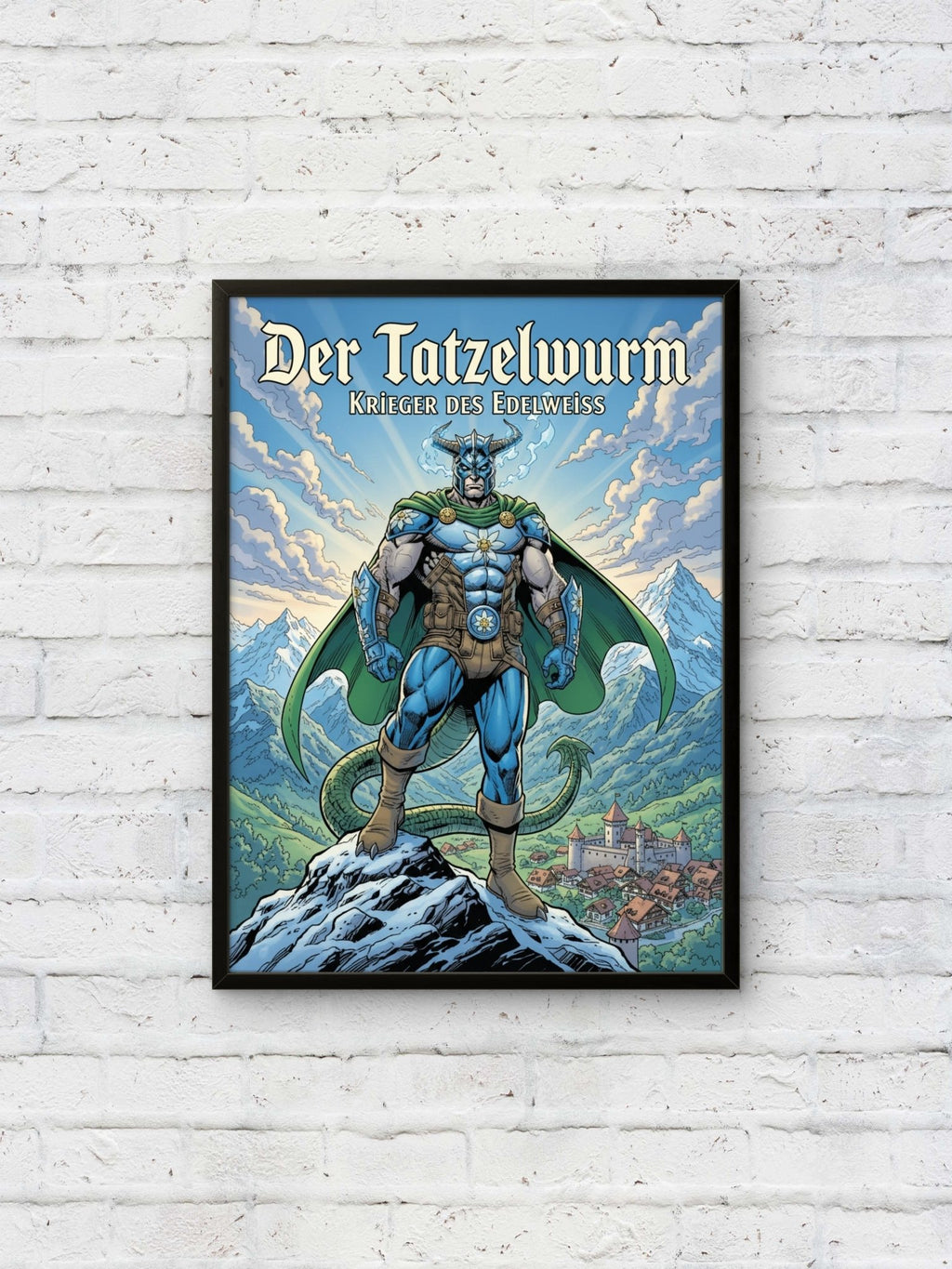 Der Tatzelwurm Kunstdruck von Frenchies Art Caveim Urban Art Stil