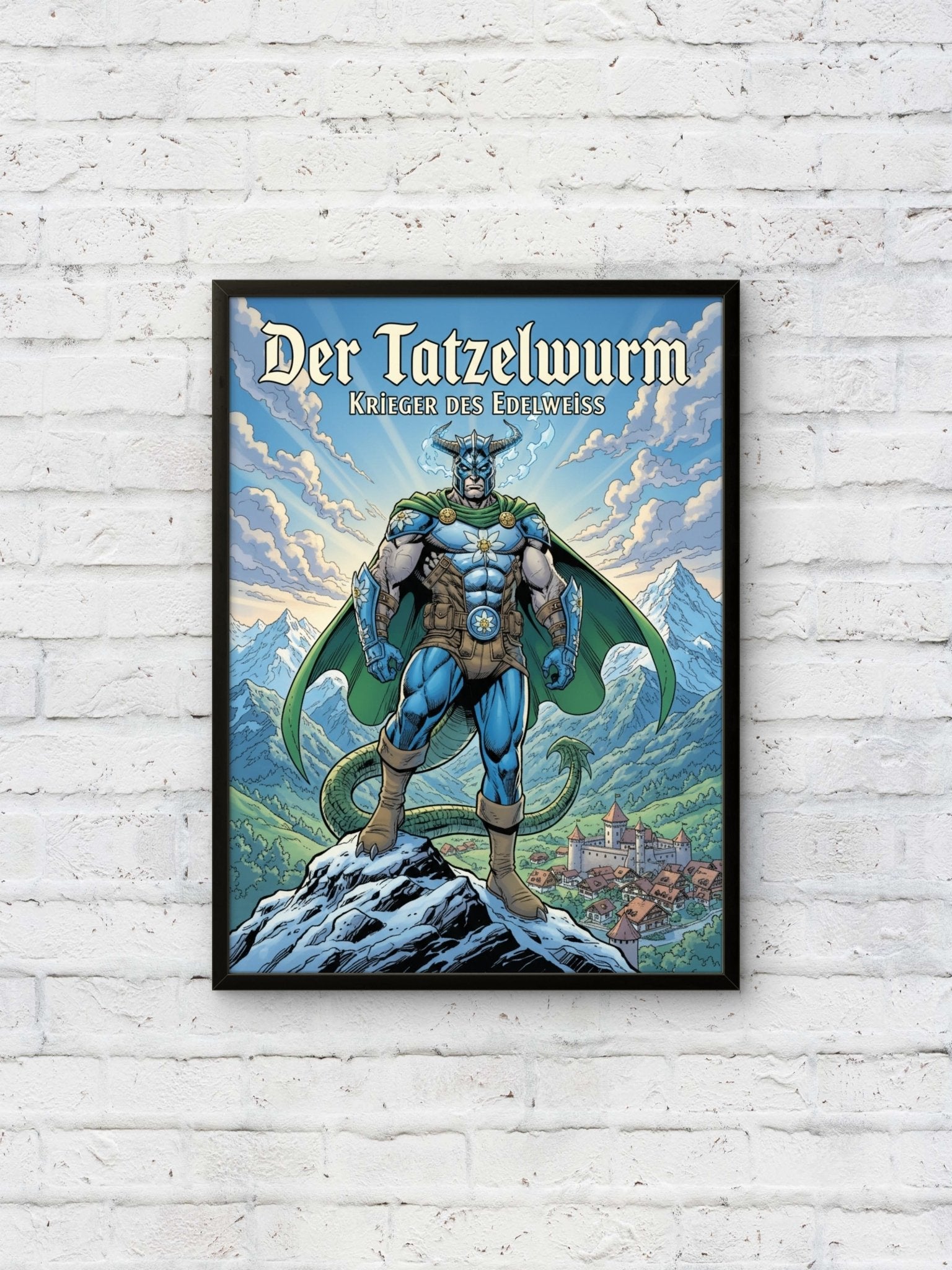 Der Tatzelwurm Kunstdruck von Frenchies Art Caveim Urban Art Stil