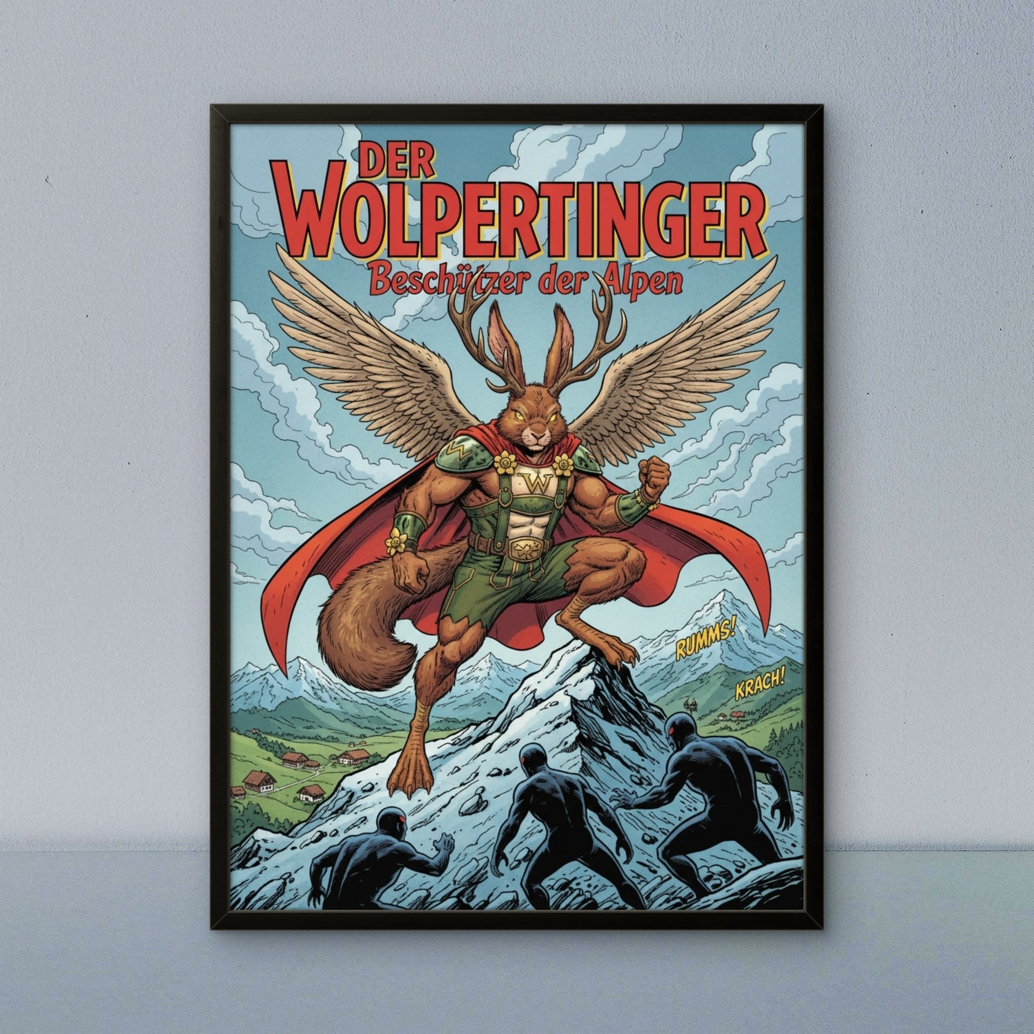 Der Wolpertinger Kunstdruck von Frenchies Art Caveim Urban Art Stil