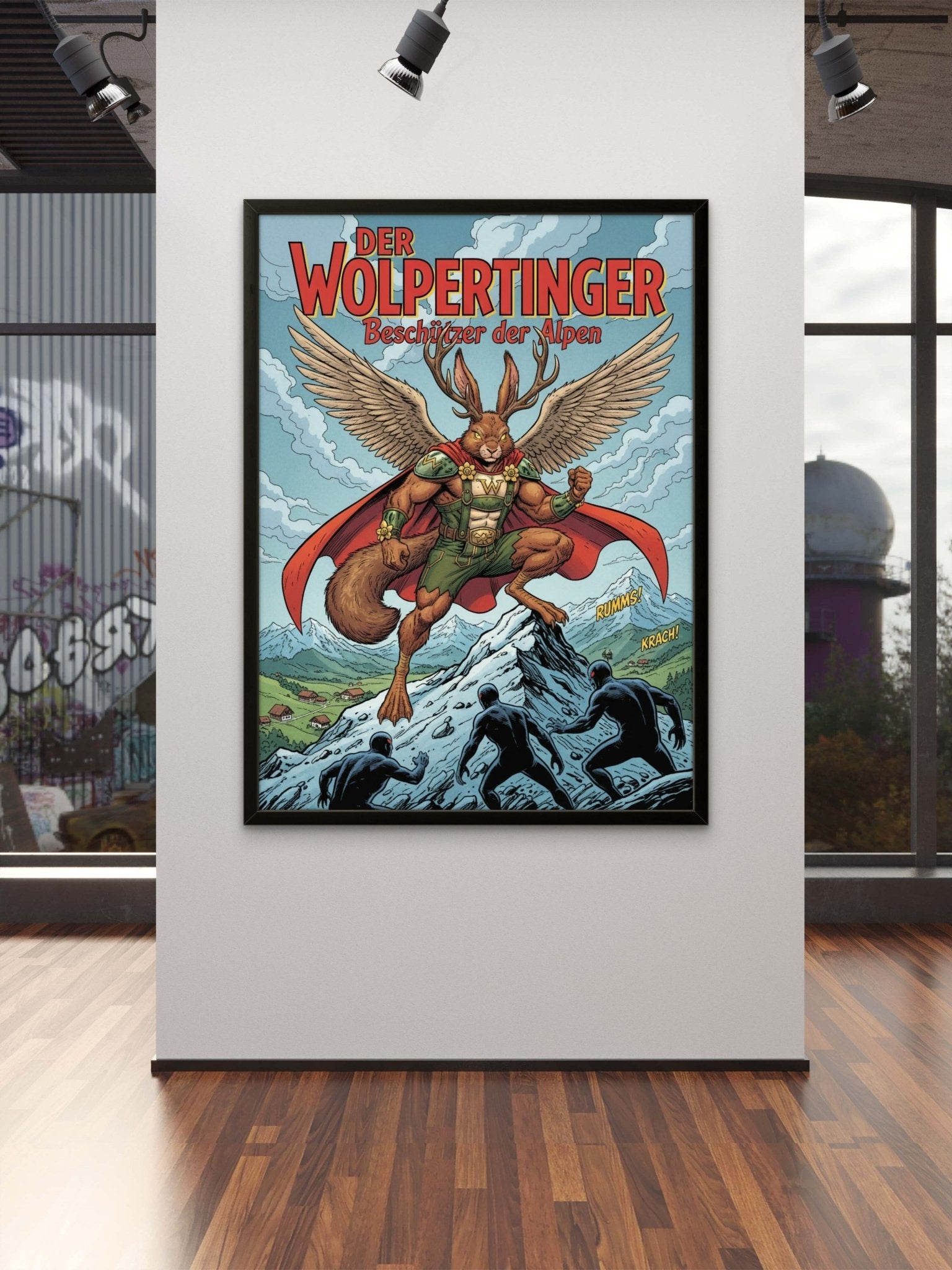 Der Wolpertinger Kunstdruck von Frenchies Art Caveim Urban Art Stil