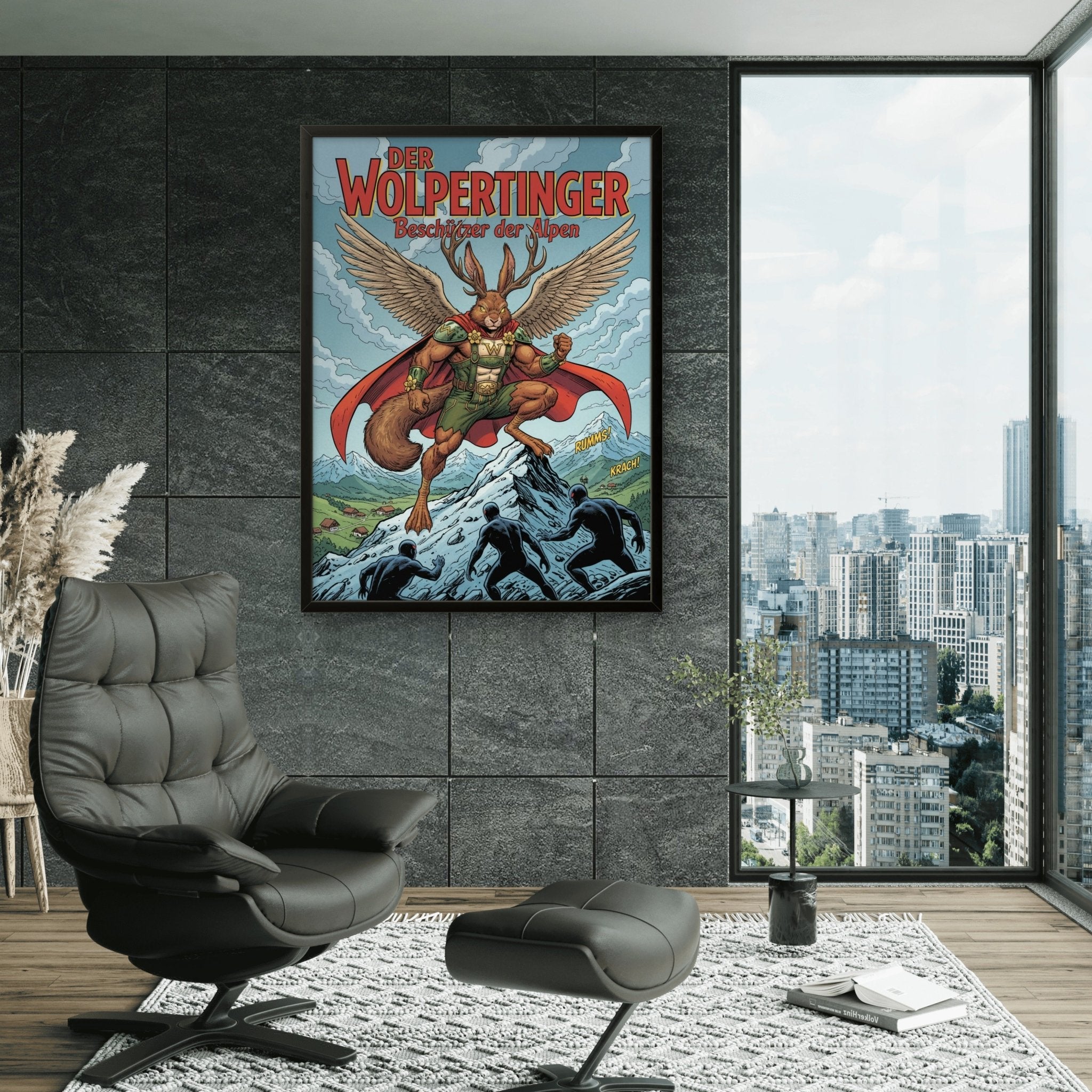 Der Wolpertinger Kunstdruck von Frenchies Art Caveim Urban Art Stil