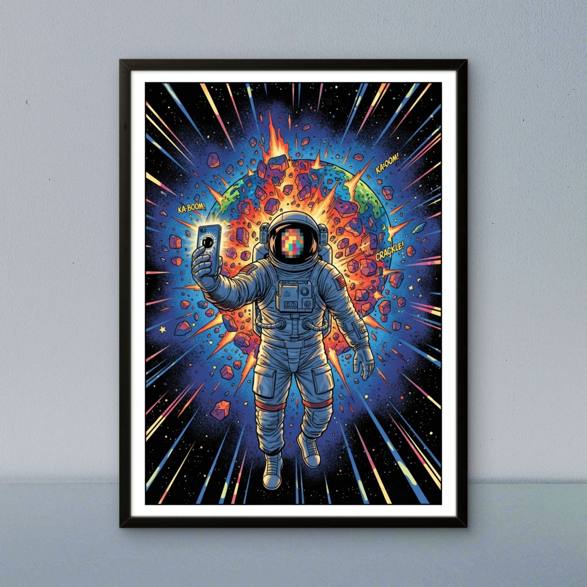 Epic Last Selfie Kunstdruck von Frenchies Art Caveim Urban Art Stil