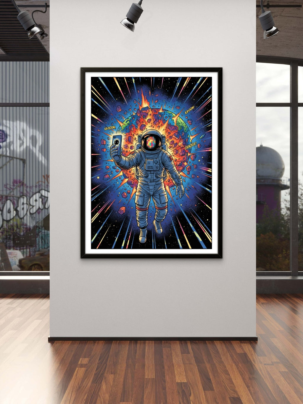 Epic Last Selfie Kunstdruck von Frenchies Art Caveim Urban Art Stil