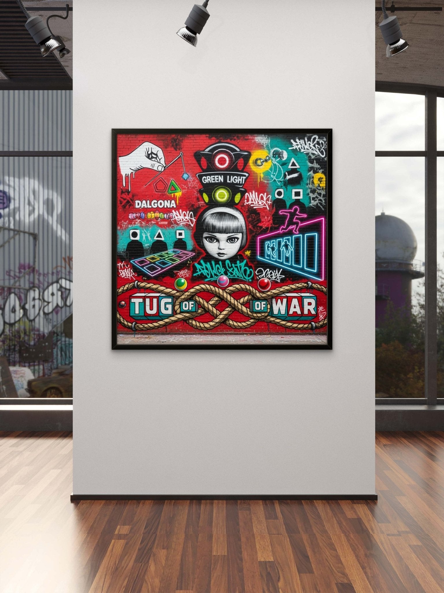 Game Time Kunstdruck von Frenchies Art Caveim Urban Art Stil