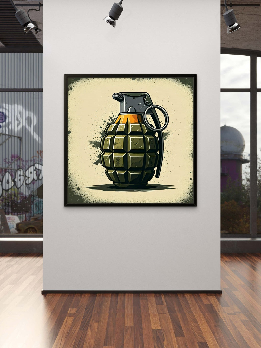 Green Grenade Kunstdruck von Frenchies Art Caveim Urban Art Stil