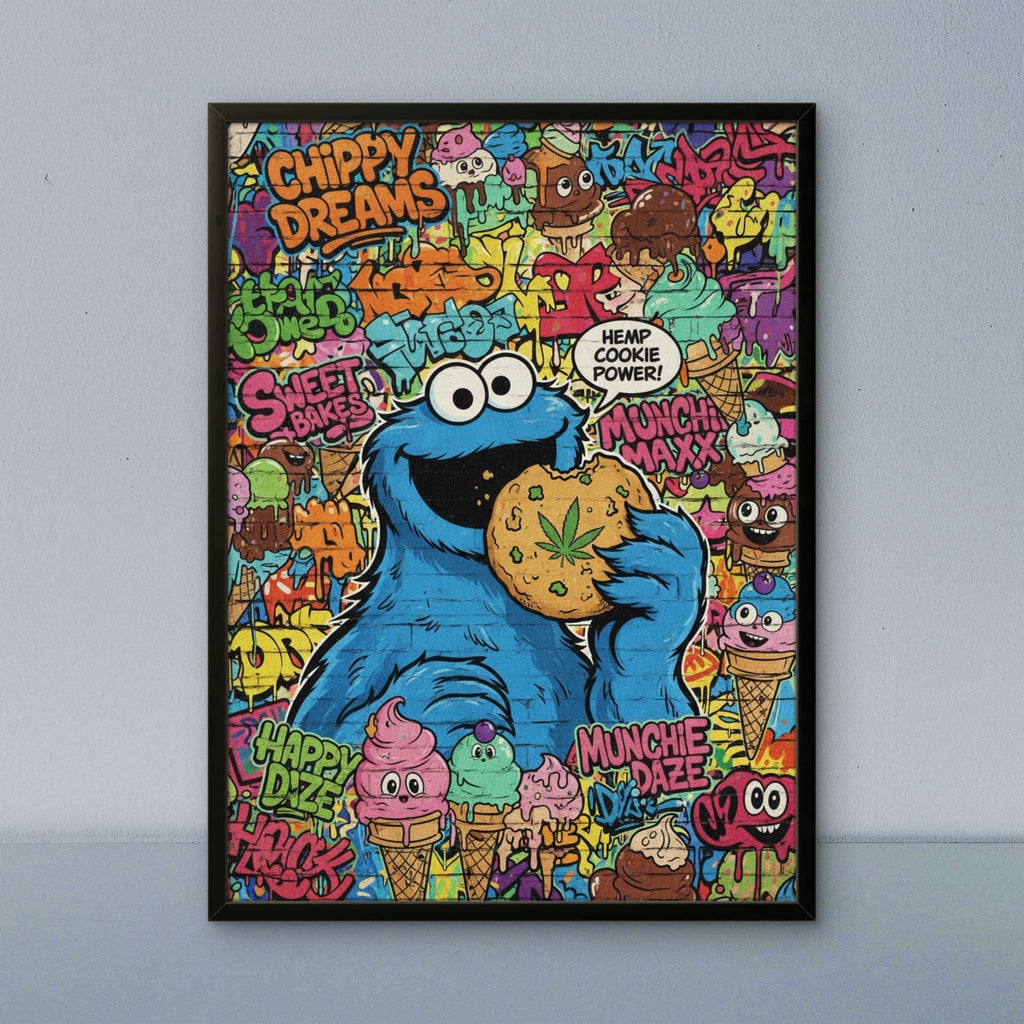 Hanf Cookie Kunstdruck von Frenchies Art Caveim Urban Art Stil