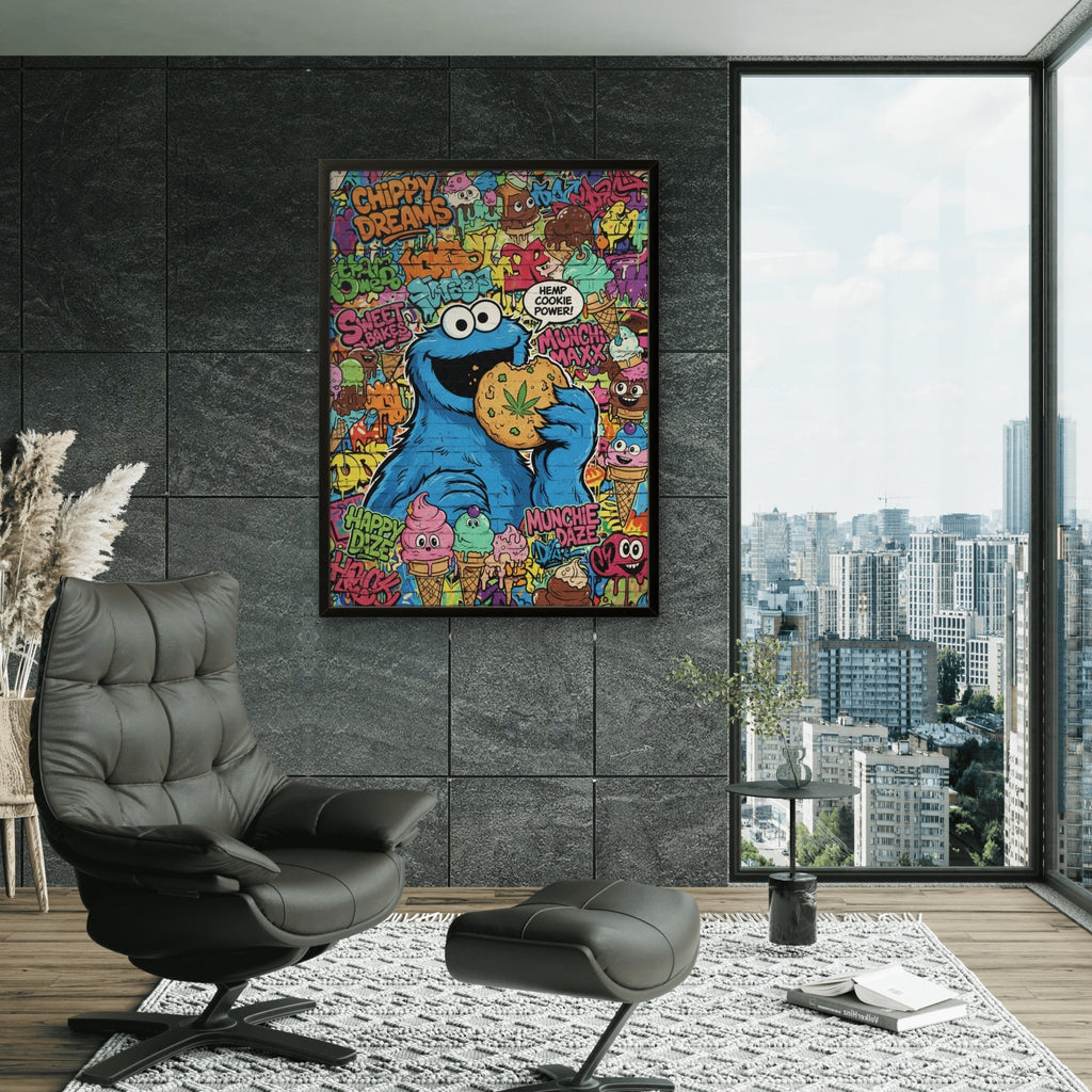 Hanf Cookie Kunstdruck von Frenchies Art Caveim Urban Art Stil