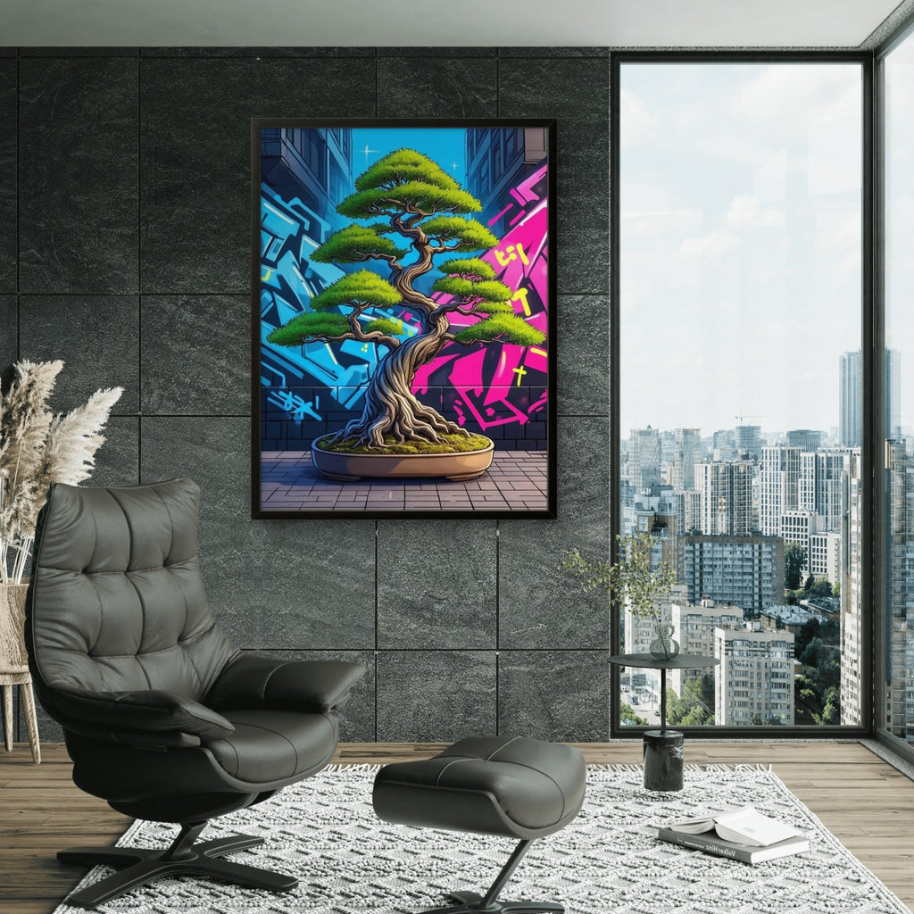 New Style Bonsai Kunstdruck von Frenchies Art Caveim Urban Art Stil