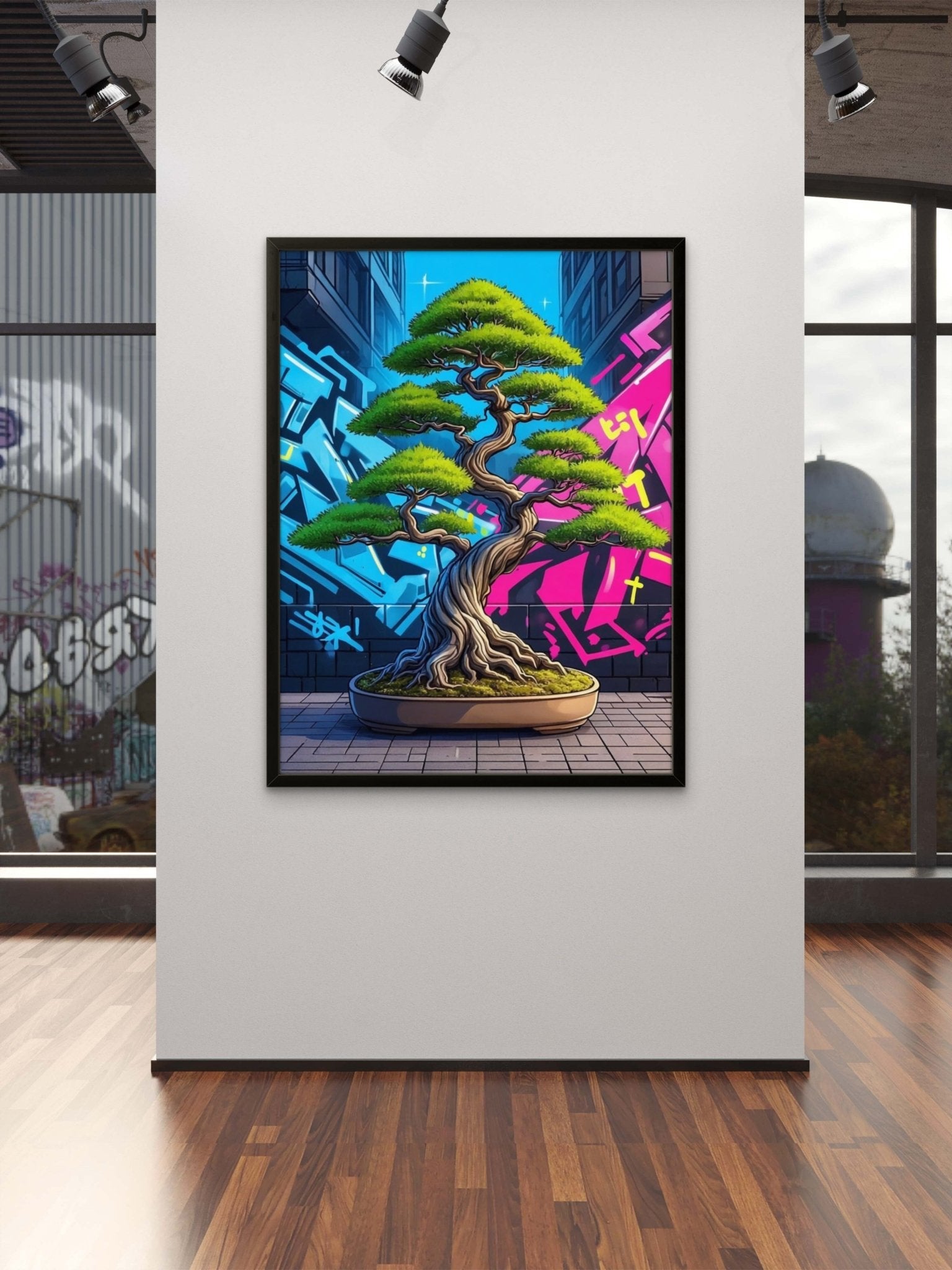 New Style Bonsai Kunstdruck von Frenchies Art Caveim Urban Art Stil
