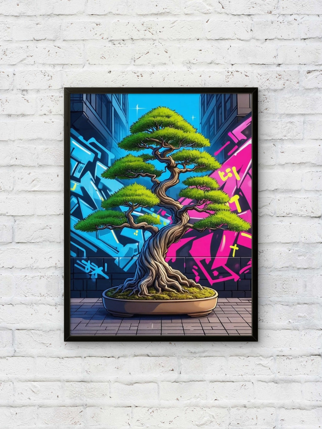 New Style Bonsai Kunstdruck von Frenchies Art Caveim Urban Art Stil