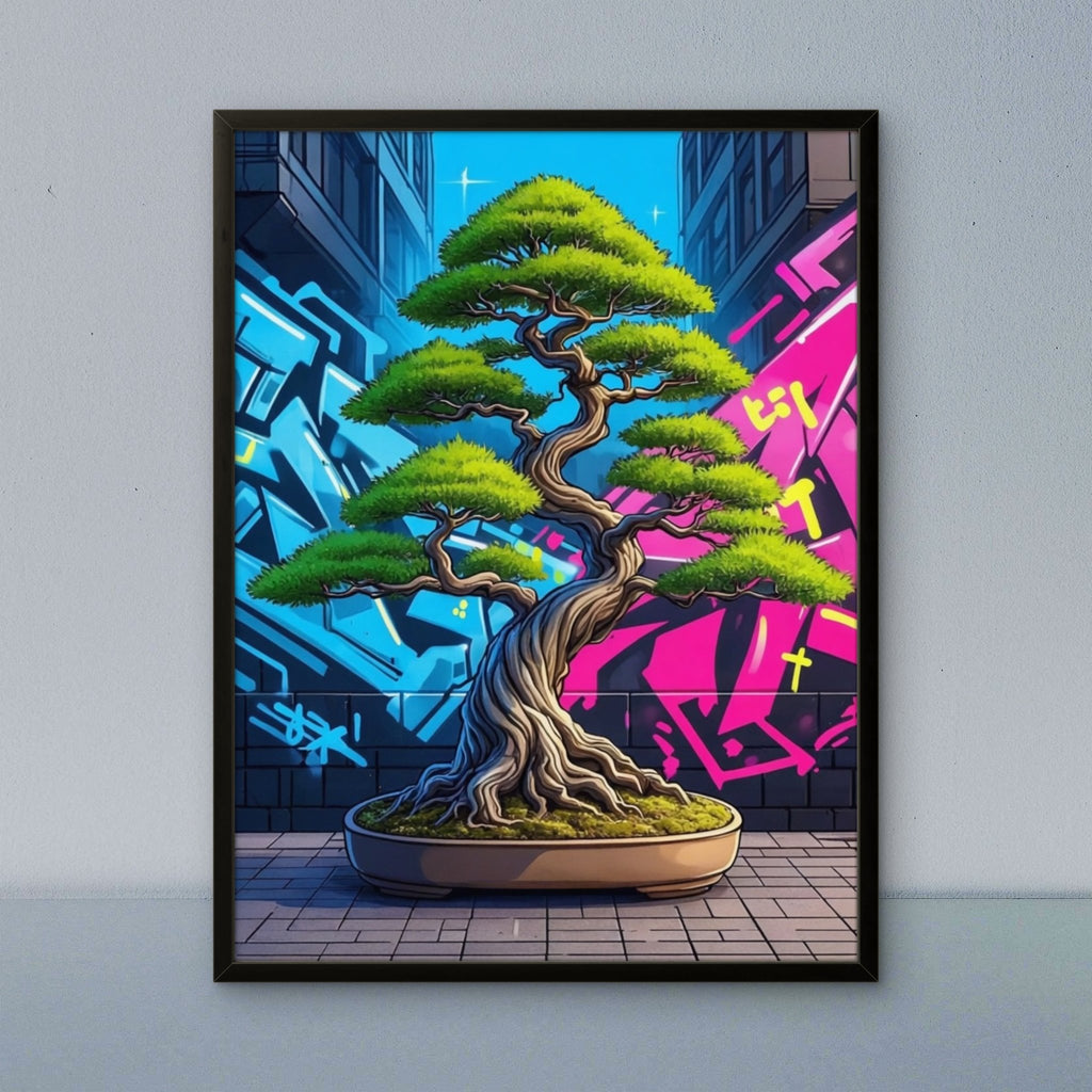 New Style Bonsai Kunstdruck von Frenchies Art Caveim Urban Art Stil