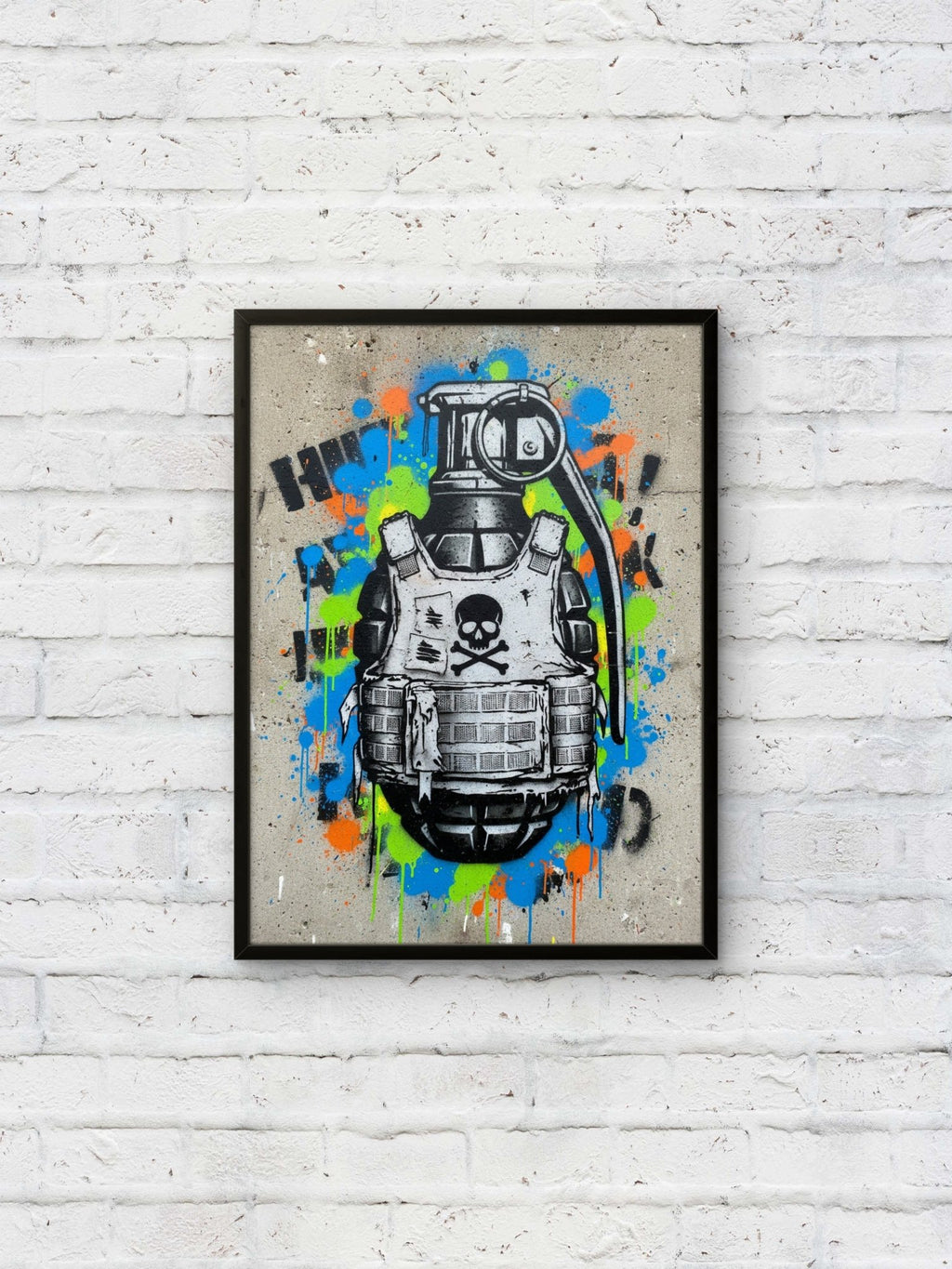 Safety First Kunstdruck von Frenchies Art Caveim Urban Art Stil