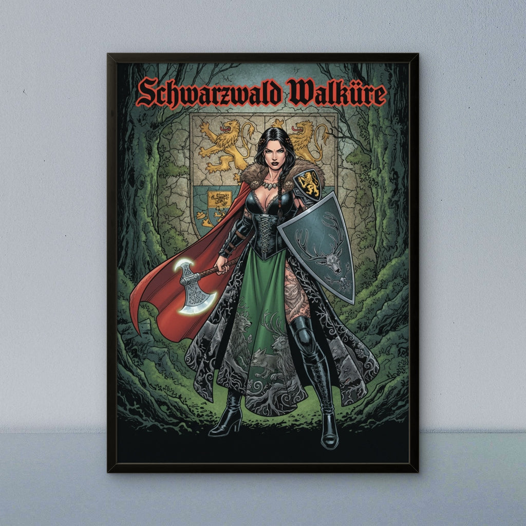 Schwarzwald Walküre Kunstdruck von Frenchies Art Caveim Urban Art Stil