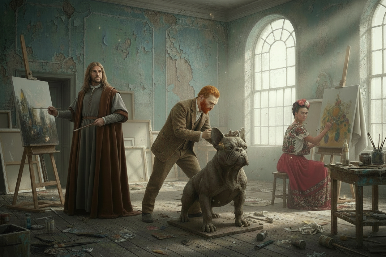 Setze Iron Man und Darth Vader in eine andere Position und binde Iron Mal eine Malschürze um