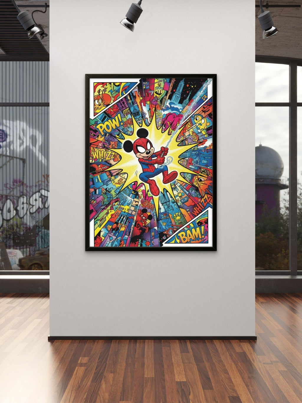 Spider Mouse Kunstdruck von Frenchies Art Caveim Urban Art Stil