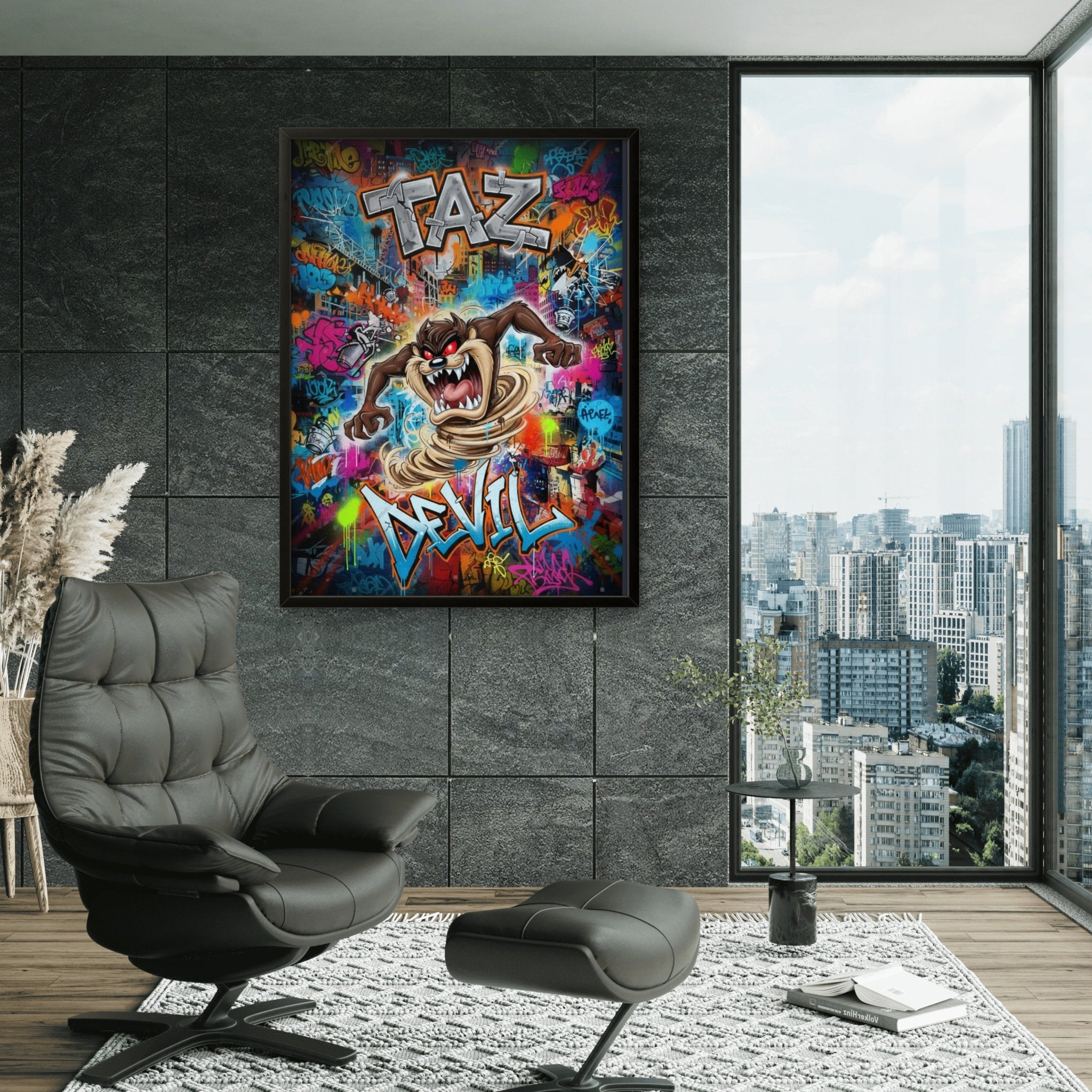 Taz Devil Kunstdruck von Frenchies Art Caveim Urban Art Stil